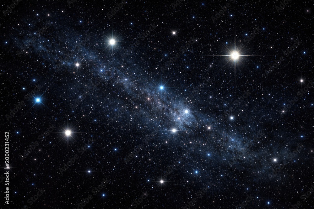 Fototapeta premium Luminous stars glowing bright against black night backdrop