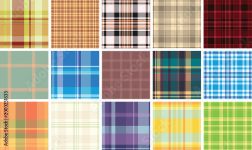 Plaid set created for digital shirt mockups. Ideal for online stores, e-commerce, and textile previews. Vector files adapt resolutions.