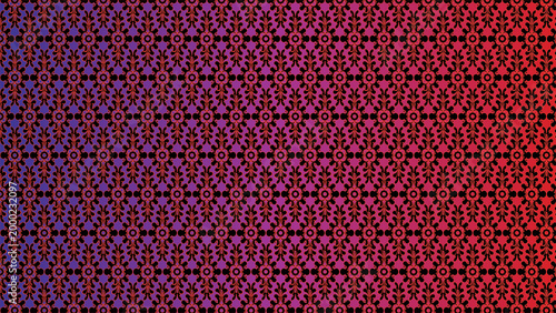 Gradient pattern of interconnected hexagons in purple, pink, and red hues