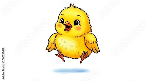 Cute yellow Easter chick cartoon illustration of a baby chicken, isolated vector style with egg, spring holiday fun, happy farm animal poultry nature