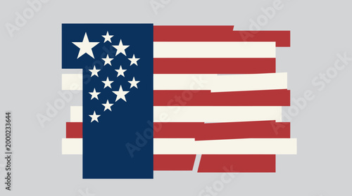 Ilustrasi vektor sederhana bendera Amerika Serikat dengan warna merah dan putih