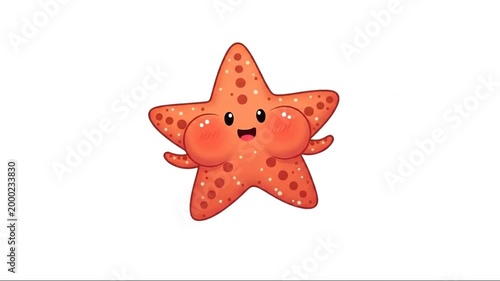 Red starfish isolated on white background illustration with decorative holiday style design