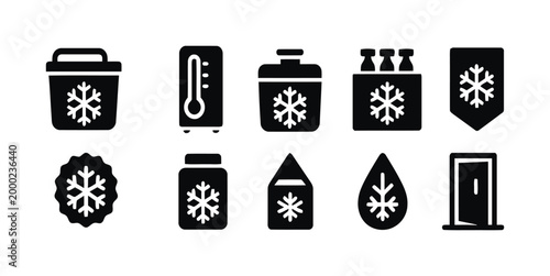 Collection of freezing and cold weather related icons.