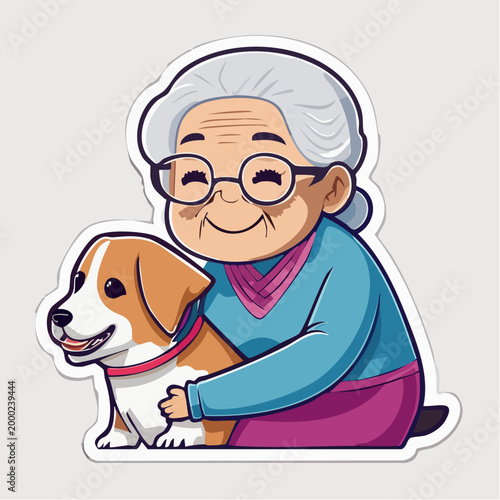 Grandmother Hugging Her Dog