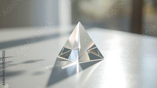 Generative Ai a luminous glass pyramid with reflective