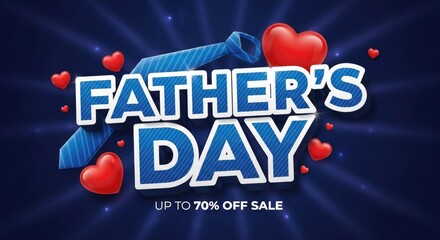 Festive father's day graphic with hearts and a discount offer for a special celebration