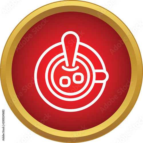 Beverage cup with spoon and sugar cubes in a vibrant red circle