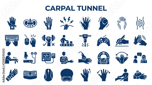Carpal Tunnel Syndrome Symptoms Causes Treatment and Prevention Medical Icons Set