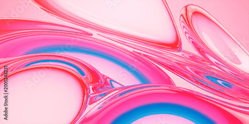 An abstract display of swirling, translucent shapes in vibrant shades of pink and blue, creating an ethereal and captivating composition.