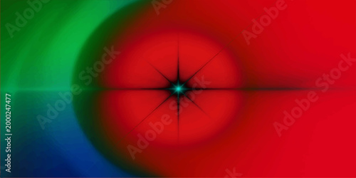 A vibrant abstract composition featuring a central radiant element in a striking array of colors. The central focus creates a sense of depth and energy.