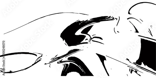 Abstract artistic representation of a bee in striking black and white, highlighting its intricate form and delicate structure.