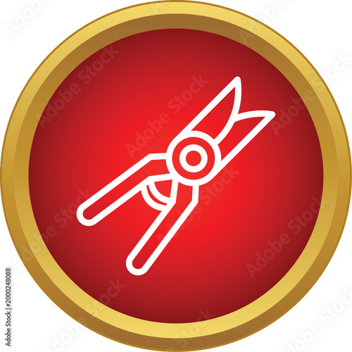 Pruning shears vector icon representing gardening, cutting, and plant maintenance