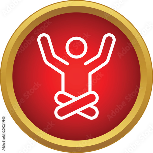 Person meditating in lotus position with arms raised, creating a conceptual icon