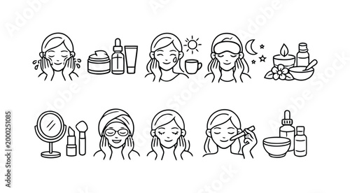 Skincare routine and beauty products for facial care and self-care.