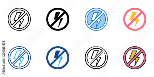 Power outage icons set multiple style collection. Editable stroke 
