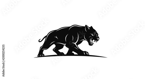 Modern Black Panther Head Mascot Vector Logo Isolated on White