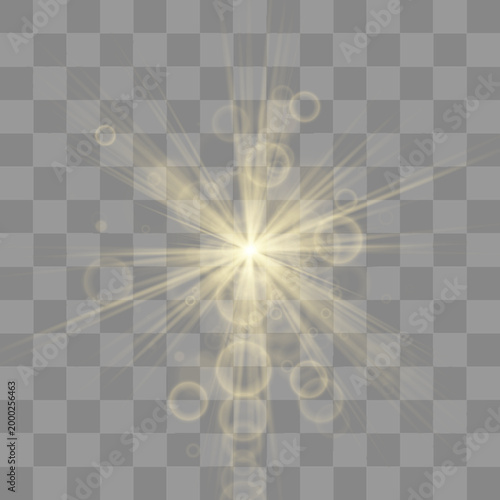Fotografie Bright sun icon radiates glossy golden shine and soft luminous flares