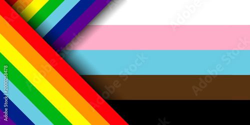 Abstract progress pride flag background. Vibrant overlapping rainbow stripes for LGBTQ+ community events, diversity campaigns and Inclusive design. Vector illustration