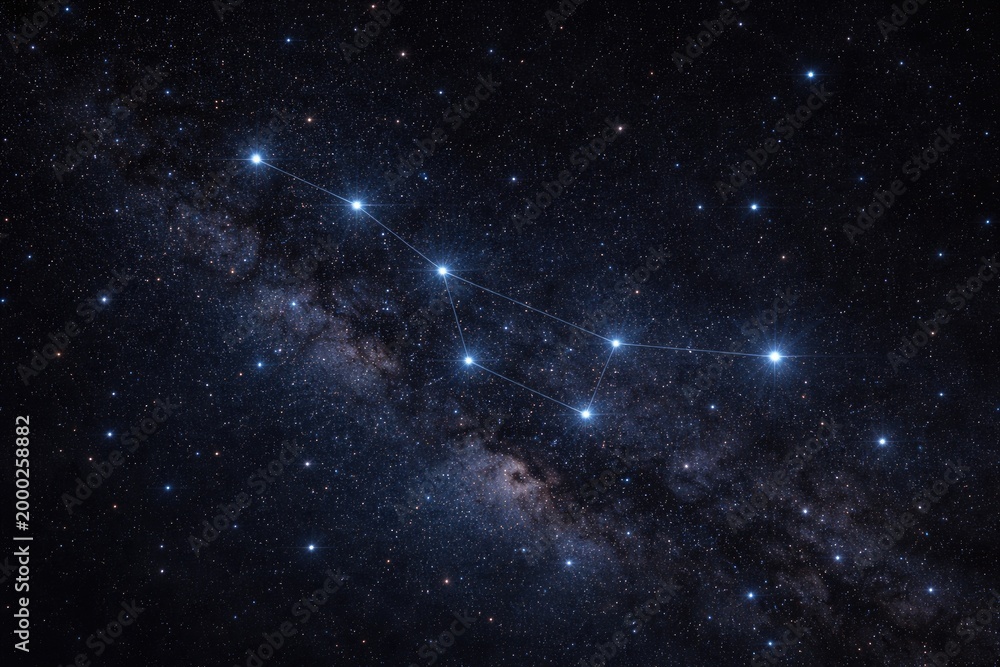 Fototapeta premium Celestial black night sky abundant with stars and Great Bear cluster