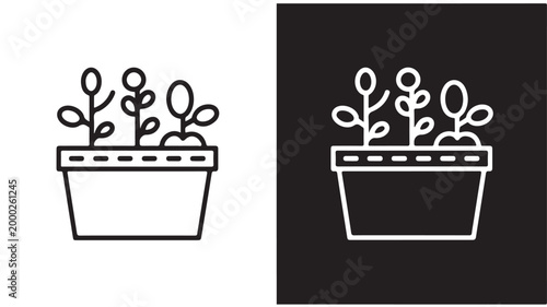 Plant in Pot Line Art Minimalist Botanical Illustration for Growth and Sustainability Concepts