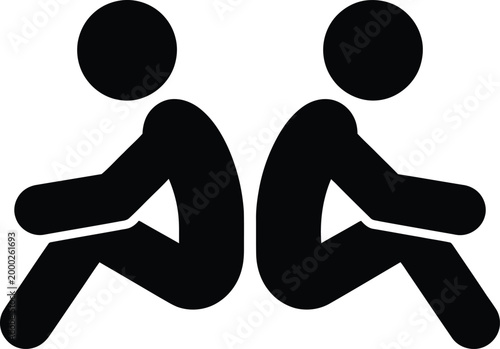 Two icons of people sitting on the floor in a relaxed cross-legged position