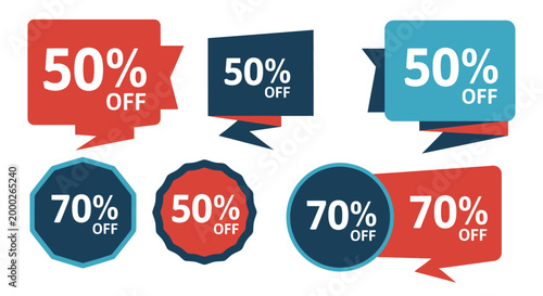 Discount Sale Tags 50% Off 70% Off - Marketing Labels Set