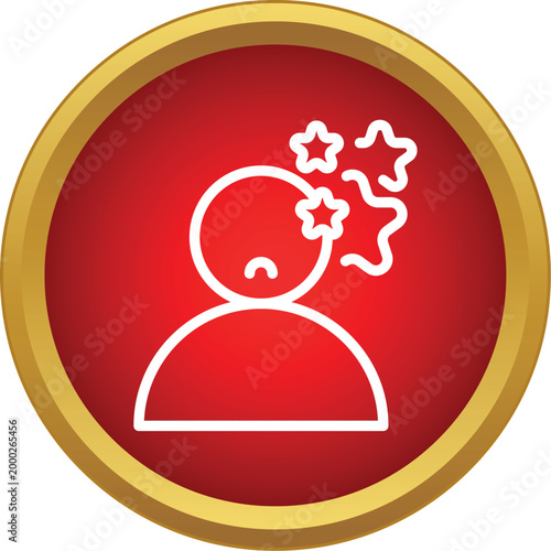 Person icon showing symptoms of headache, migraine, dizziness, or concussion with stars