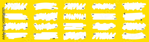 Hand drawn quote banner collection set. Brush style shapes with scribble edges and text decoration elements