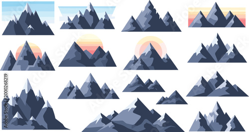 Mountain Landscape Set with Majestic Peaks, Snow-Capped Mountains, and Scenic Views for Adventure and Travel Design