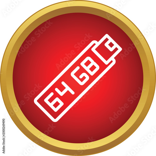 Usb flash drive displaying 64 gb capacity as a digital data storage icon