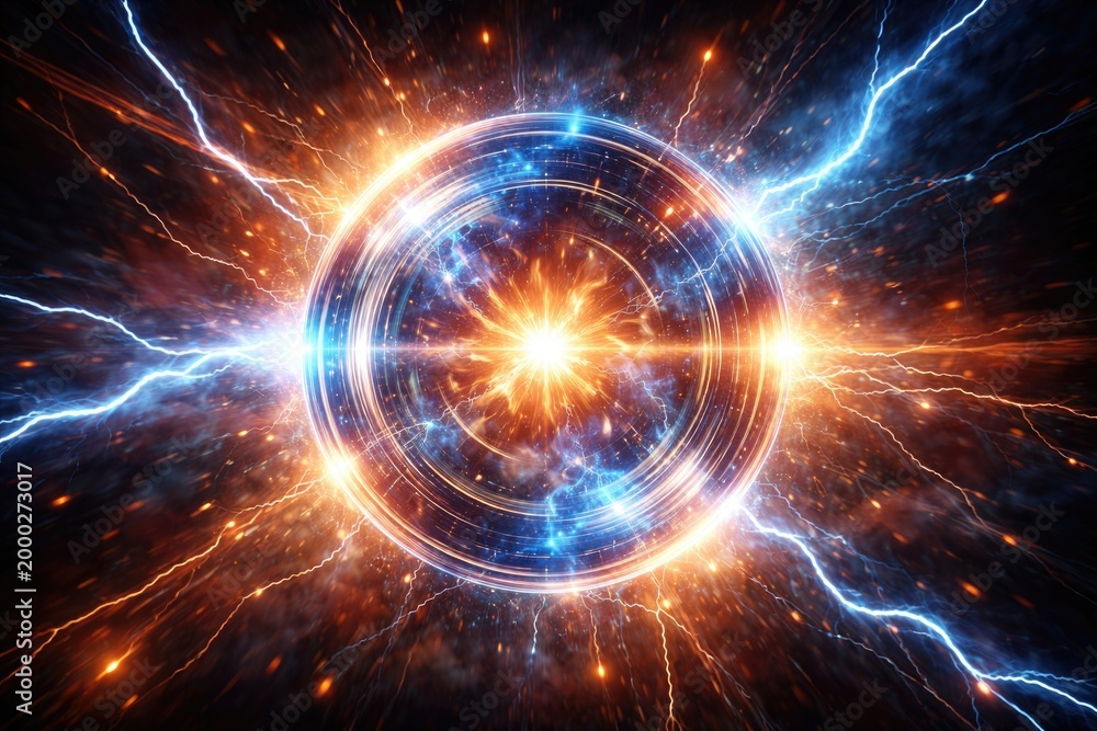 Fototapeta premium Lens orb radiating pulsating light and energetic electric impulses