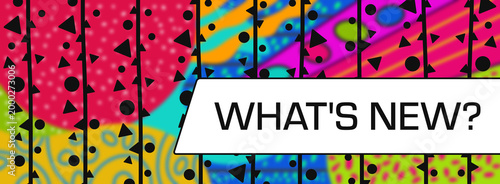 Whats New Colorful Abstract Blur Background Lines Geometric Shapes Box Text 