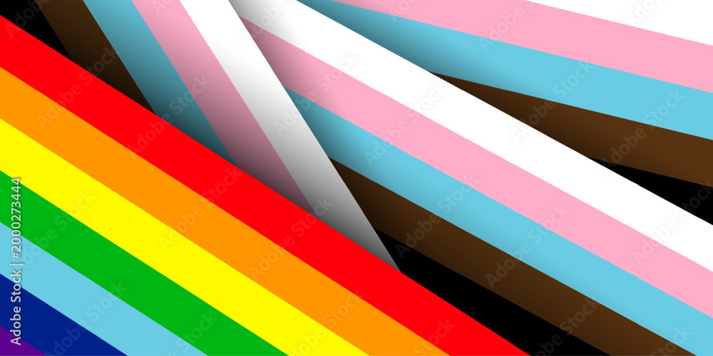 Fototapeta premium Abstract progress pride flag background. Vibrant overlapping rainbow stripes for LGBTQ+ community events, diversity campaigns and Inclusive design. Vector illustration