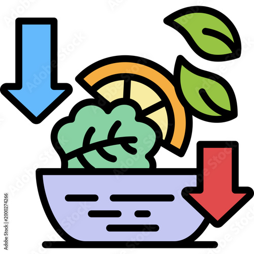 Low Calorie lineal color icon