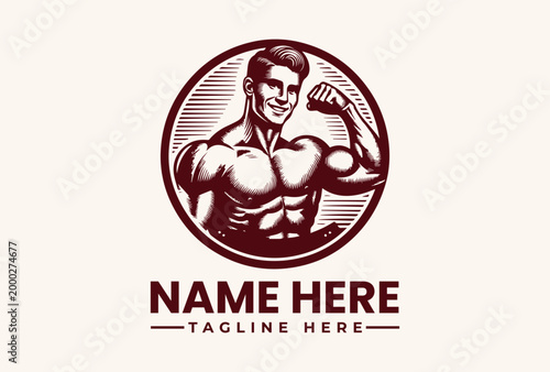 Muscular man flexing his arm.