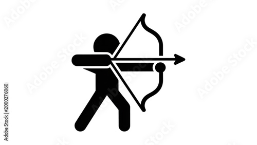 Person drawing bow and arrow ready to shoot Vector