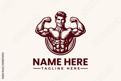 Muscular man flexing his arms.