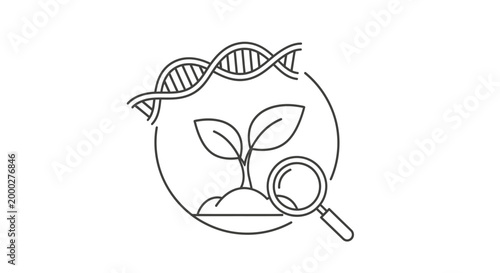 Conceptual illustration of genetic research and plant life cycle