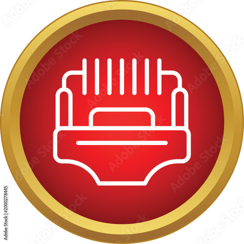 Outline icon representing an electric hair shaver or trimmer in a red circle