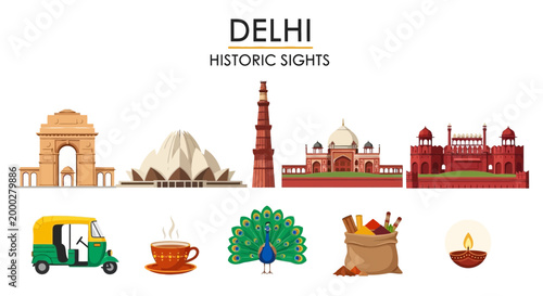 Delhi historic sights and culture icons.