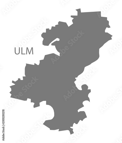 Ulm city map with boroughs grey illustration silhouette shape