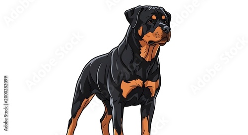 Realistic Rottweiler Dog Standing Full Body Illustration