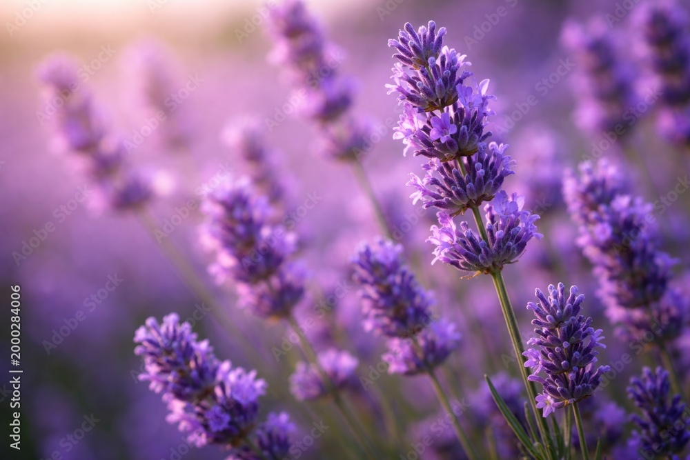 Fototapeta premium Lavender flower cluster captured with sharp selective focus and blurred background