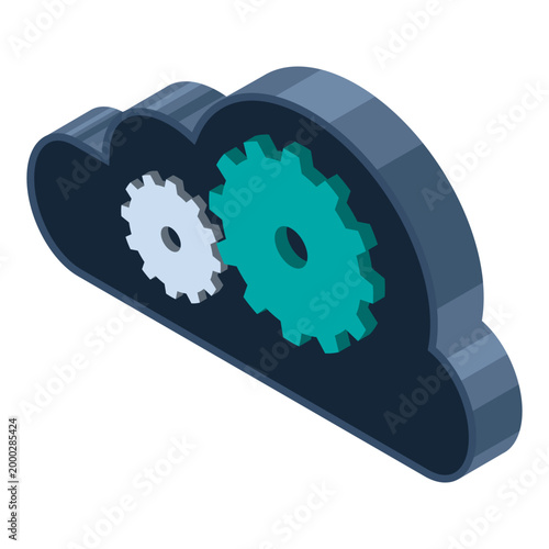 Isometric cloud computing. Cloud technology concept. Web hosting concept. Isometric technology. Isometric illustration