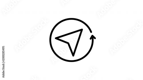 Refresh navigation arrow symbol rotating; great for presentations, websites, branding, icons, animations, illustrating movement, progress, process, or technology concepts.
