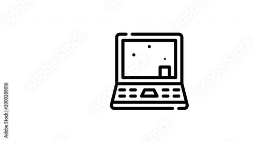 Laptop technology bar graph on the screen. Suitable for technology, finance, business, data analysis, digital marketing concepts.
