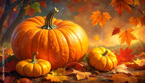 Autumn Harvest Pumpkin Patch Fall Foliage and Seasonal Decor