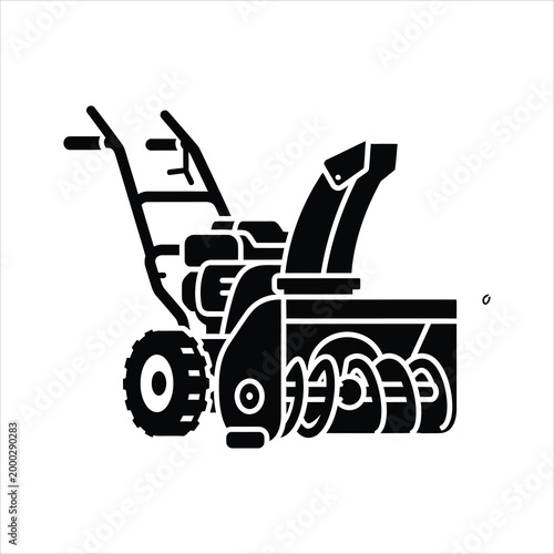 Snowblower machine for winter clearing during snowstorms Vector Illustration Isolated on white background