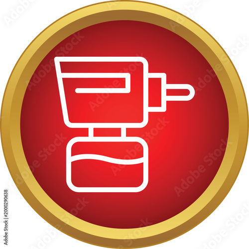 White outline of a plug in insect repellent device on a red circle background