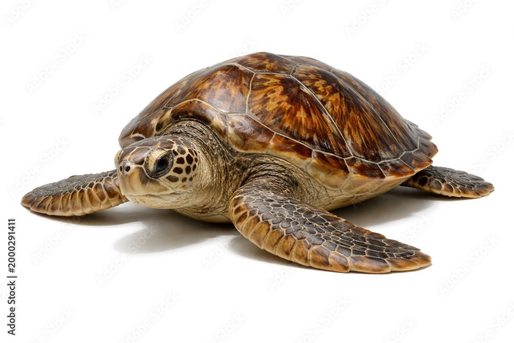 Obraz premium isolated marine turtle displayed on crisp white backdrop